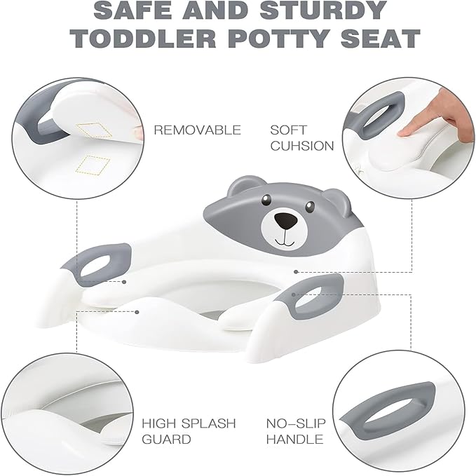 Potty Training Seat ，SKYROKU Potty Training Toilet with Step Stool Ladder, for Kids Boys Girls Toddlers - Comfortable Safe Potty Seat with Anti-Slip Pads Ladder (8838+Grey)