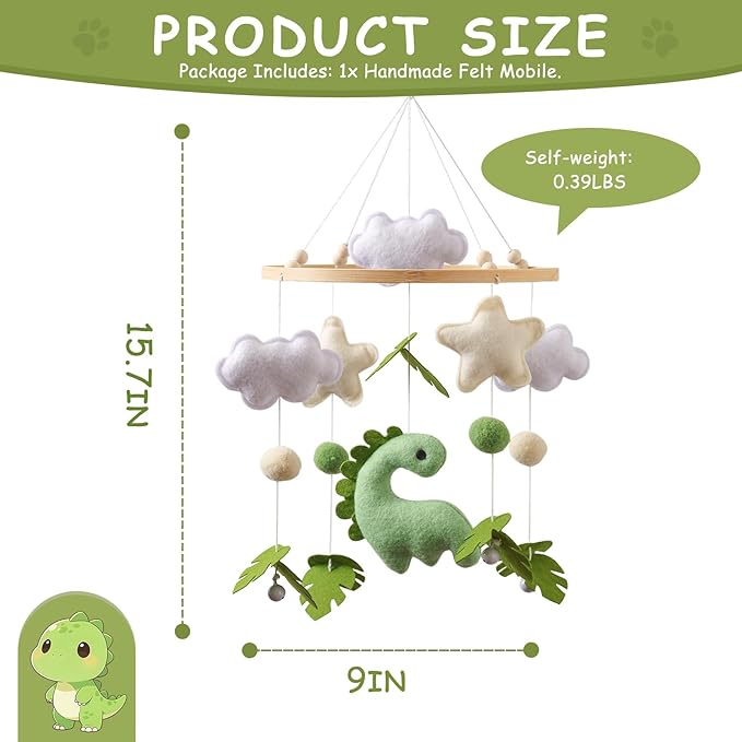 Baby Mobile for Crib – Handmade Hanging Felt Nursery Mobile – Fits Most Crib Arms – Gender-Neutral Boho Nursery Decor & Baby Gift