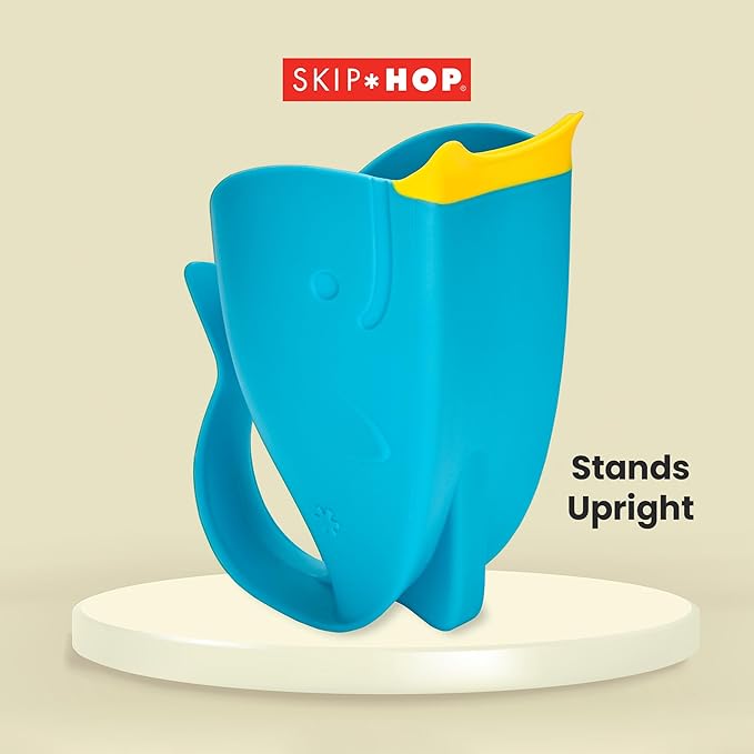 Skip Hop Baby Bath Rinse Cup, Moby Tear-Free Waterfall Rinser, Blue & Baby Bath Spout Cover, Universal Fit, Moby, Grey
