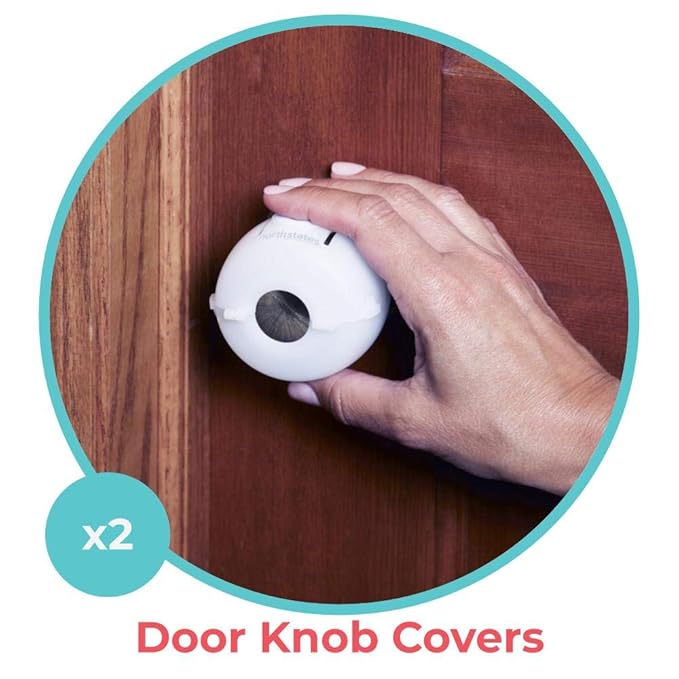 Toddleroo by North States - Door Knob Covers for Baby Proofing: Child Proof Door Knob Safety Cover for Kids - White 2 Count (Pack of 6)