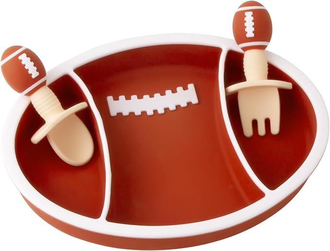 Linowos Toddler Plates Silicone, Baby Divided Suction Plate Dish for Toddler Kids Self Feeding, BPA Free Dishwasher and Microwave Safe