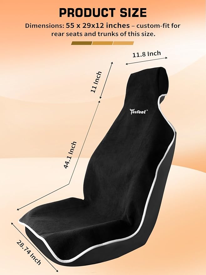 TESFEEL Car Seat Cover Towel, Waterproof Terry Cloth Car Seat Cover Universal Fit for Cars, SUVs, Pickups, Washable Car Seat Protector Brand Customized(Black,2pcs)