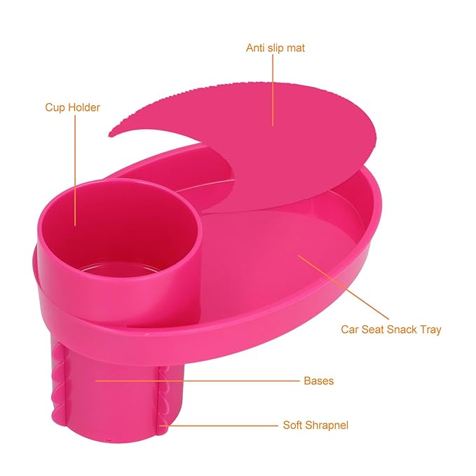 Keenso Car Seat Snack Tray,Portable Travel Rotating Cup Holder Plate for Car Seats, Booster,Stroller (#12)