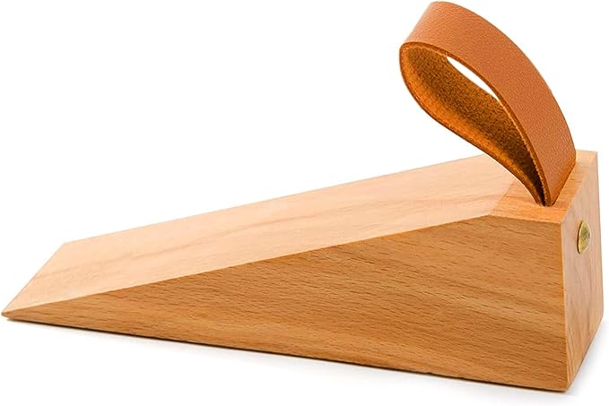 Wood Door Stopper, Solid Wooden Non-Slip Door Wedges, Sturdy and Durable Door Stop Wedge, Door Stopper Fit for Door Bottom Seam (0.2" - 1.3") 1 Pack