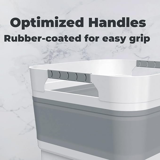 GIMWA Portable Camping Sink, Dish Tub for Outdoor Camp Sink Washing Bottles,Hands and Fruit,Foldable Wash Basin Gray JW1423GY, Medium