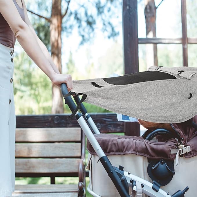 Pram Sunshade Sun Cover, Sun Shade Stroller for Baby, Universal Waterproof Stroller Sunshade Cover Anti-UV with Viewing Window for Stroller(Grey)