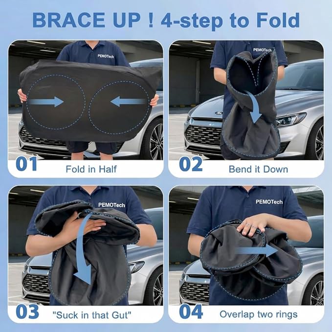 PEMOTech 2026 Upgraded Windshield Sun Shade Cover for Privacy | Overlapping Leather Protection Car Window Shades | Sunburn Blocker & Rear View Mirror Compatible | 64''x32'' for Toyota/Chevy/Honda