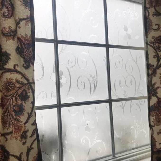 Niviy Window Privacy Film Frosted Window Glass Film No Glue Door Windows Covering for Office and Home Decoration, 17.7 x 78.7 inches