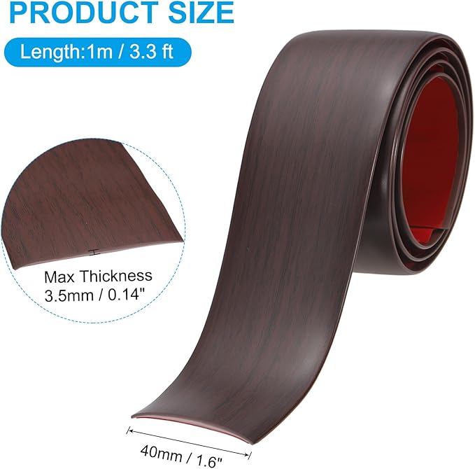 PATIKIL Self Adhesive Floor Transition Strip 1.6 in x 3.3 Ft, Vinyl Laminate Floor Flat Divider for Joining Floor Gaps Doorways Carpet Cover Floor Tiles Red Oak