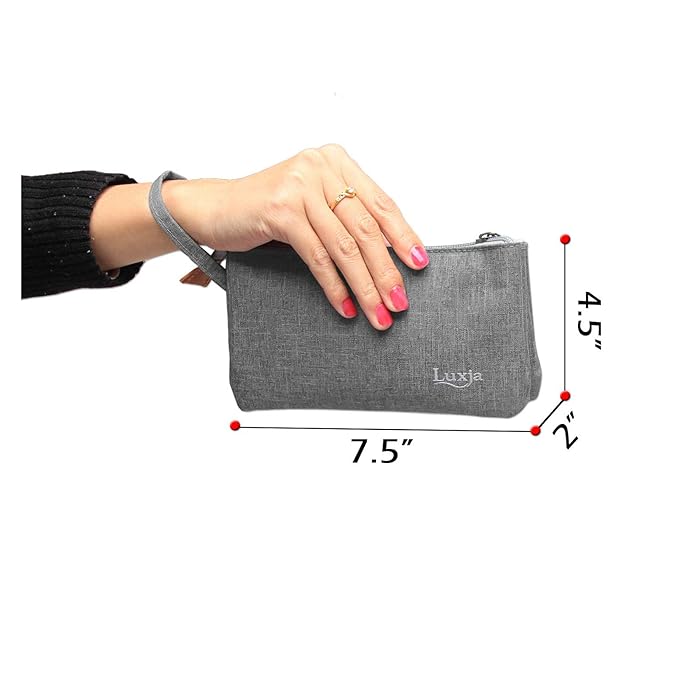 LUXJA Essential Oil Carrying Bag - Holds 9 Bottles (5ml-15ml, Also Fits for Roller Bottles), Portable Organizer for Essential Oil and Small Accessories, Gray