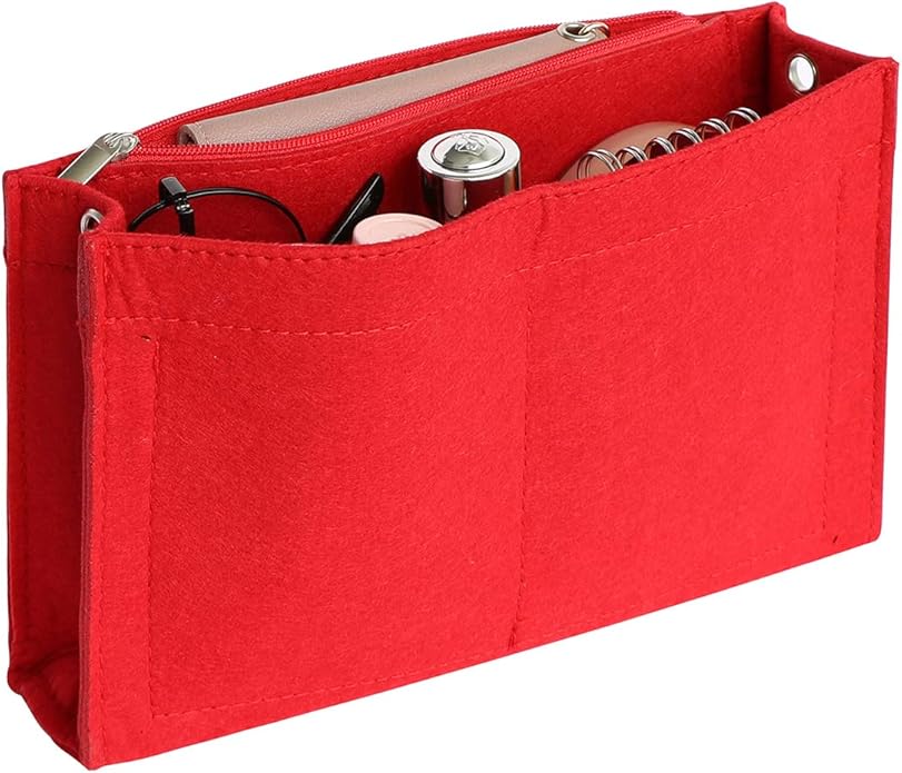 Joqixon Mini Felt Purse Organizer Insert Small Tote Bag organizer with Zipper