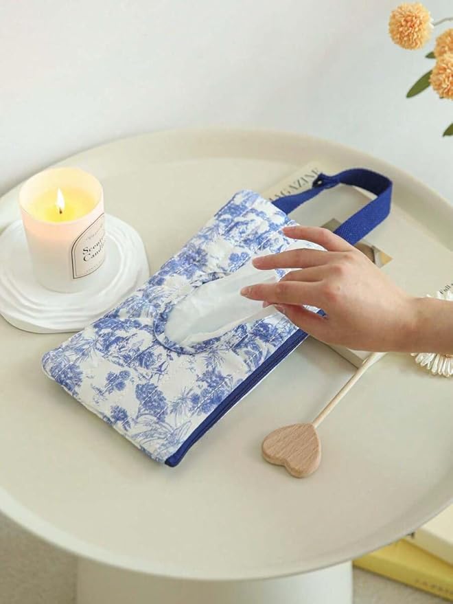 HIBEAR Quilted Diaper Wipe Pouch Portable Mommy Bag Refillable Floral Baby Wipe Holder for Travel Stroller Daily Casual (Floral A)