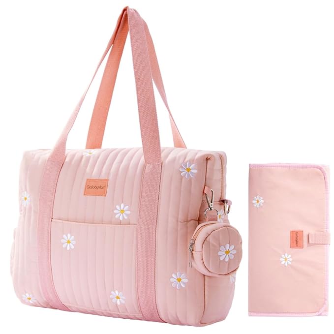 GOBABYMART 3pc Diaper Bag Tote Set, Hospital Bag for Labor & Delivery, Maternity Travel Bag with Changing Pad & Pacifier Case