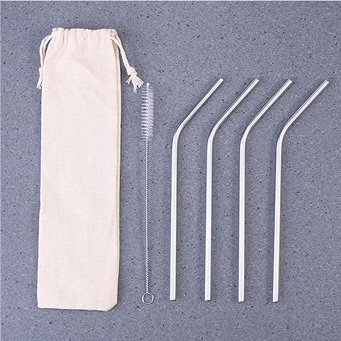 BIUDECO 6pcs Straw Carrying Case Cotton Linen Pouch Bag for Reusable Drinking Straws Lightweight with Drawstring Design