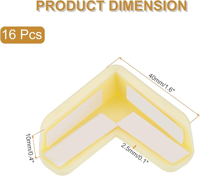 uxcell Corner Protectors, 16 Pcs Table Corner Protectors, Furniture Corner Guard and Edges Safety Bumpers for Table Edges and Sharp Corners (L-shaped, Yellow)