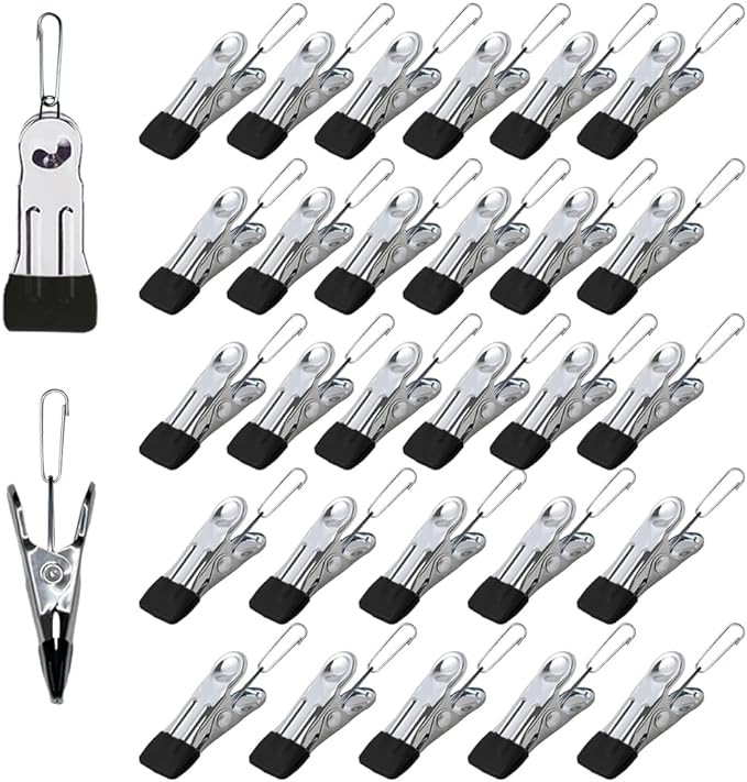 Multipurpose Heavy Duty Stainless Steel Clothespins, Clothes Pins for Laundry Clips, Towel Drying Clip Clips, Heavy Duty Outdoor Clothespins for Socks, Towels, Snacks, Photo(30, Black)