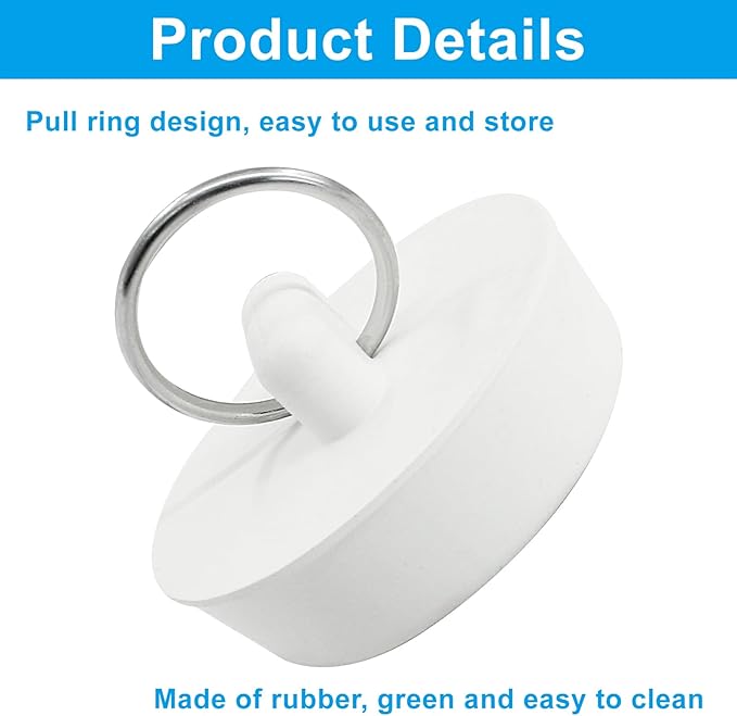 2 Pack Rubber Drain Stopper, Universal Bathroom Sink Stopper Bathtub Drain Plug, Fits 1-1/2 Inch for Bathroom Kitchen Sink Tub Drain