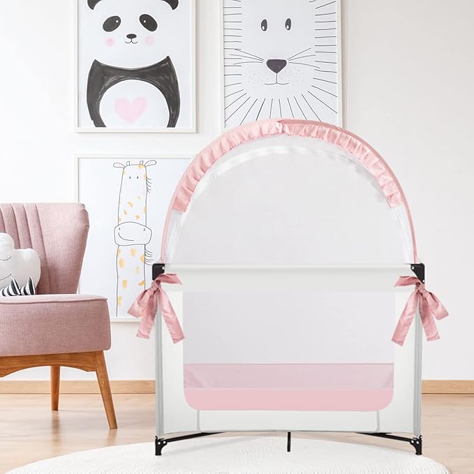 L RUNNZER Pack N Play Tent, Baby Mini Crib Tent to Keep Baby in, Crib Net for Pack and Play, Mini Cribs & Play Yard (39.6" L x 27.6" W x 49.2" H)