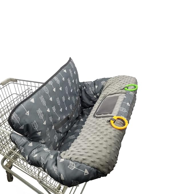 RHYDEER Shopping cart Cover for Babies-high Chair Cover, Dotted Minky Touching, Multi in 1 Design, 360 Full Protection, roll in and go, Universal fit, Grey