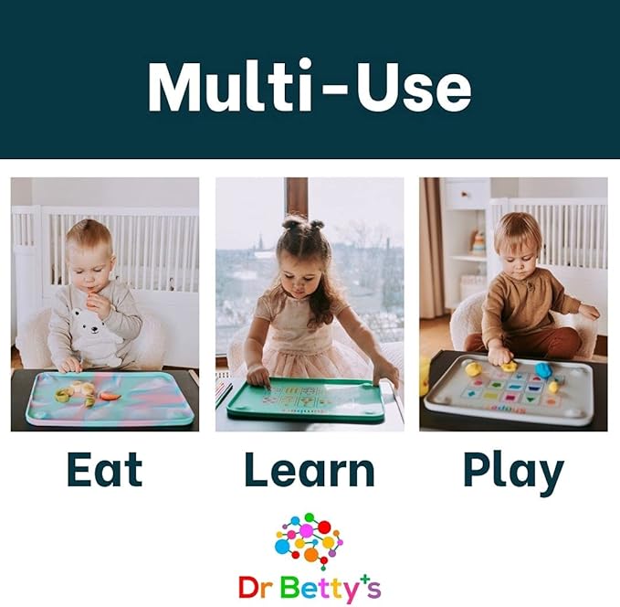 Generic Dr. Betty’s - Educational Learning Silicone Placemat / Play Mat with Super Suction and Raised Edges for Babies + Toddlers + Kids | Non-Slip, Dishwasher Safe, Food Grade (Colors, Gray)