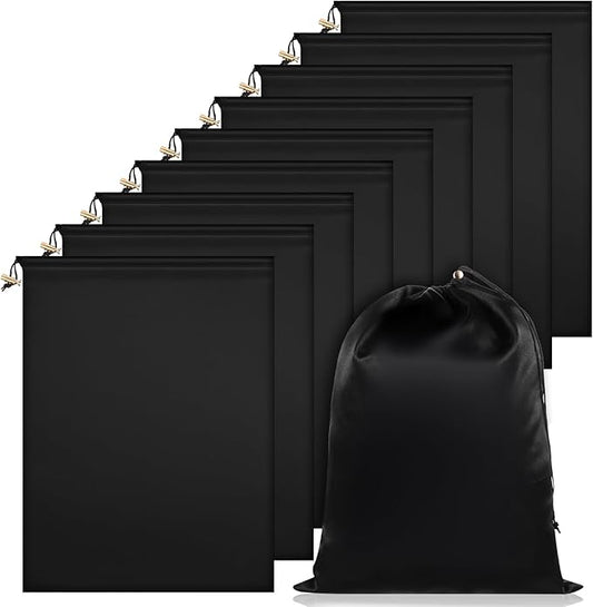 10 Pcs Game Toy Storage Bag with Drawstring, Multi Purpose Foldable Stuff Sack Travel Bags, Pouches for Lightweight Toys, Adjustable Toy Organizer, Foldable Ditty Underwear Bag for Women Men, Black