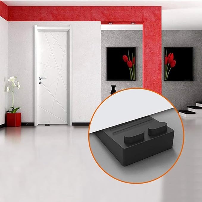 Door Stop Rubber Wedge Thin Door Stoppers for Bottom of Door Silica Gel Flexible Non Scratching Door Holder - Smart Stackable Slip-Resistant Design -Black