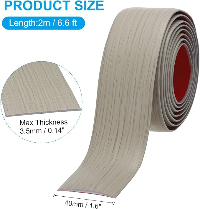 PATIKIL Self Adhesive Floor Transition Strip 1.6 in x 6.6 Ft, Vinyl Laminate Floor Flat Divider for Joining Floor Gaps Doorways Carpet Cover Floor Tiles Khaki Wood Grain
