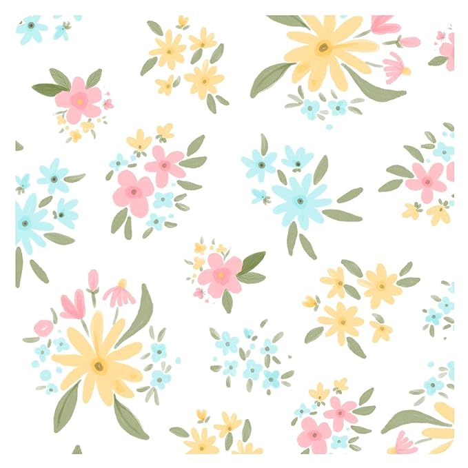 BapronBaby Pastel Floral Splash Mat - Waterproof Catch-All for Under High Chairs, Floors, Tables, Playtime or Arts & Crafts - Machine Washable - 45" x 45”
