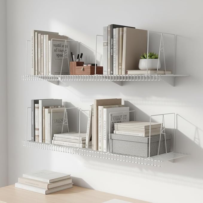 Wire Shelf Dividers - White Closet Organization & Storage Organizer - No Tool Shelf Divider for Wire Shelves - Metal Shelf Accessories – for 12“ Deep Wire Shelves – Tall 12” Height – 10 Pack