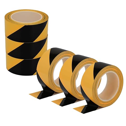 Hazard Warning Safety Stripe Tape Caution Tape Roll Waterproof Anti Slip Non-Abrasive Self-Adhesive Floor Marking Tape (2”x 36 Yards, Yellow-Black, 6)
