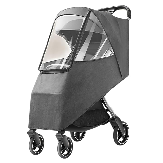 Universal Stroller Rain Cover Windproof Clear Ventilated Design Durable PP Material Fits Most Strollers