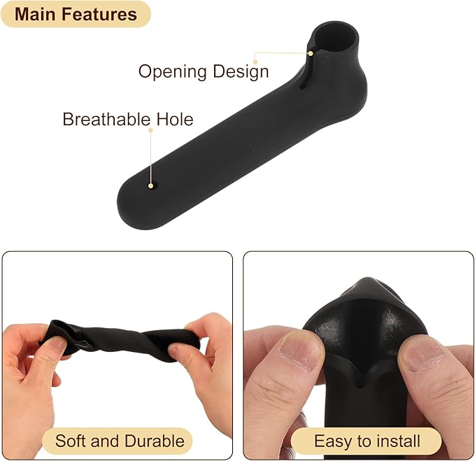 uxcell 2Pcs Silicone Door Handle Covers, Silicone Anti-Static Door Knob Cover Anti-Collision Door Handle Protector for Flat Door Handle Lever, Black