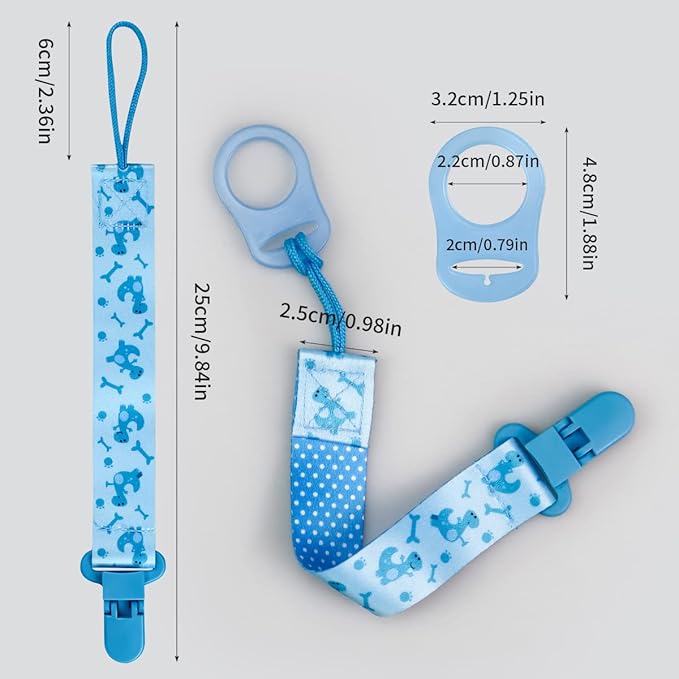 4 Pack Pacifier Holder Clips for Boys, Dummy Clips Boys with Adapters, Silicone Binky Clips for Baby Teething Toys Baby Shower