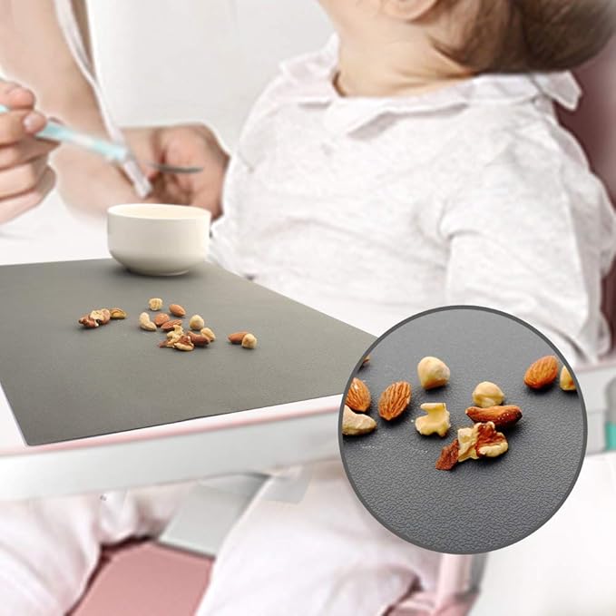 IYYI Silicone Placemats, Placemats for Kids, Placemats Set of 4 Waterproof Heat Resistant Non-Slip Kitchen Table Mats for Dining Table, Easy to Clean (Dark Gray01)