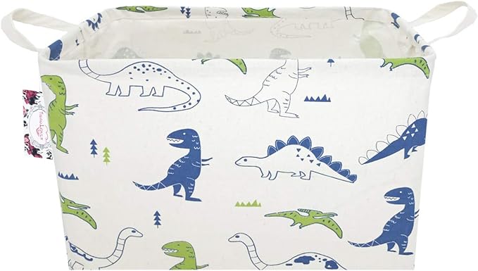 TIBAOLOVER Rectangular Kids Storage Basket Gift Basket Baby Storage Basket Cute Kids Toy Storage Bin Organizer Shelf Book Basket Room Decor(Polychrome Dinosaurs)