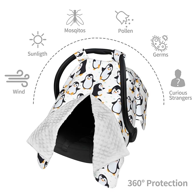 Penguin Car Seat Canopy Cover for Baby, Nursing Cover for Newborn, Penguin Stuff for Baby Stroller Cover for All Seasons
