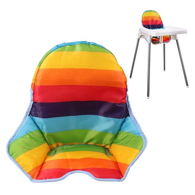 twoworld High Chair Cushion for Antilop Highchair, Baby High Chair Seat Cover Liner Mat Pad Cushion for Antilop High Chair Water Resistant (Rainbow Striped)