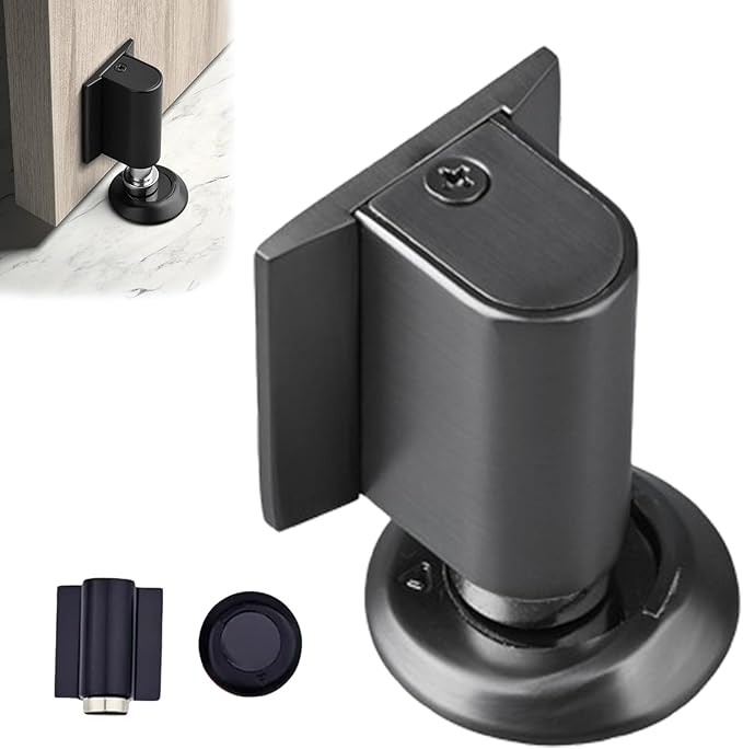 Door Wedge Stopper - 2026 New Magnetic Door Stopper,for Bottom of Door Drill-Free Invisible Indoor Doorstopper, Front Door Stopper Stent, Keeps Door Open Long-Term (Gray 1PC)