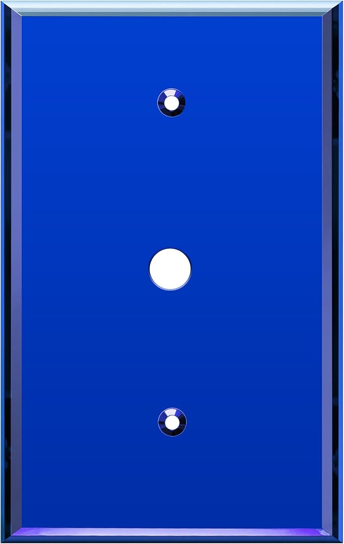 LIDER 0.406" Diameter Hole Wall Plate, Temperature/Impact Resistant, Mirrored, Plexiglass Multimedia Wire Cover, Acrylic glass, Reflective Finish, Modern, Oversized 1-Gang 5.25" x 3.44", Blue