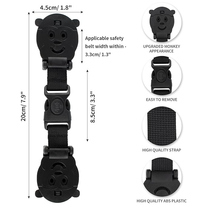 Anti Escape Baby Harness Chest Clip with Buckle, Prevent Children/Kids Taking Their Arms Out of High Chairs/Strollers/Baby Reins(2 Pack, Black)