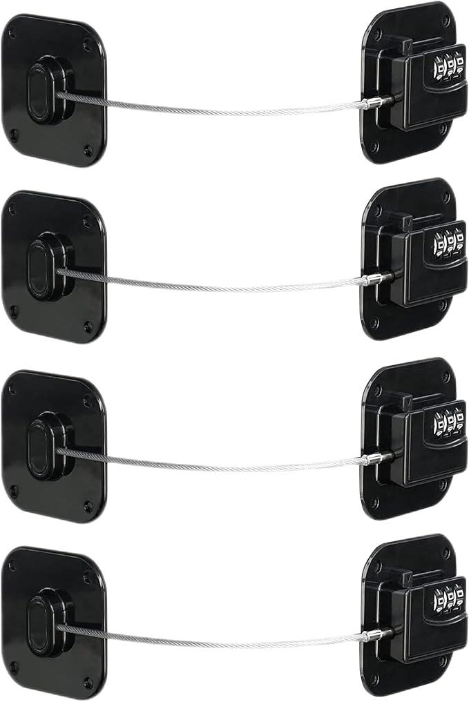 Child Safety Cabinet Locks,Drawer Locks with Combination Closet Lock,Fridge Lock,Child Proof Refrigerator Lock,Child Lock(Black 4Pcs)