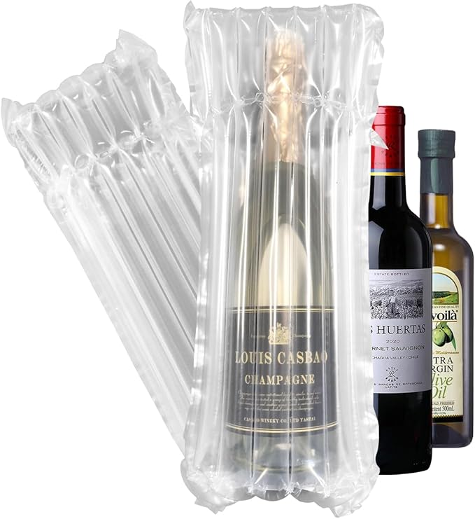 Hijelyn 18 Packs Wine Shipper Thick Inflatable Wine Shipping Packaging 65um Material Bottle Packaging for Air Travel, Liquor Shipping Protector Bags with Air Pump for Safe Transportation with Luggage