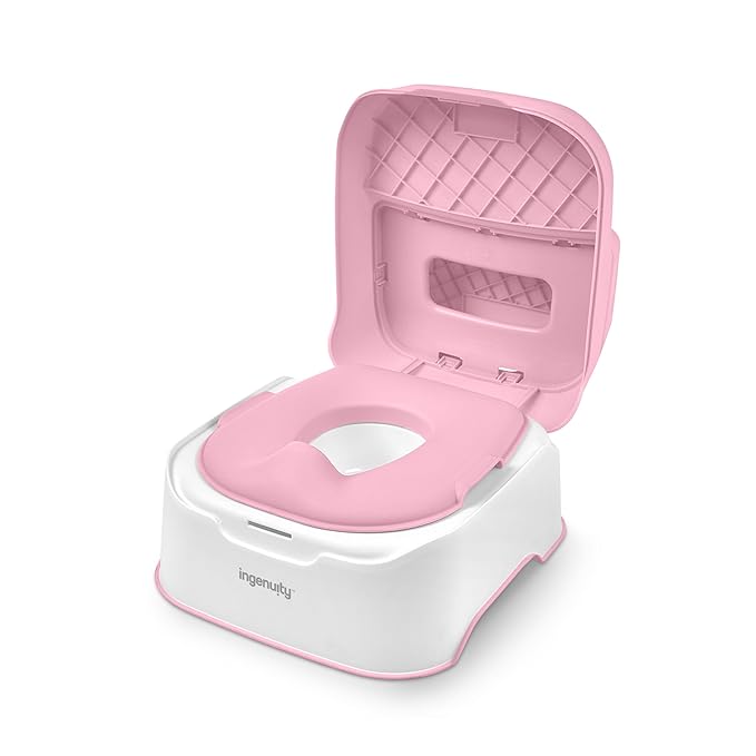 Ingenuity Prepare to Potty 3-in-1 System - Potty Training Toilet, Topper, Step Stool, Easy Setup, Pink, For Toddlers 18 Months+