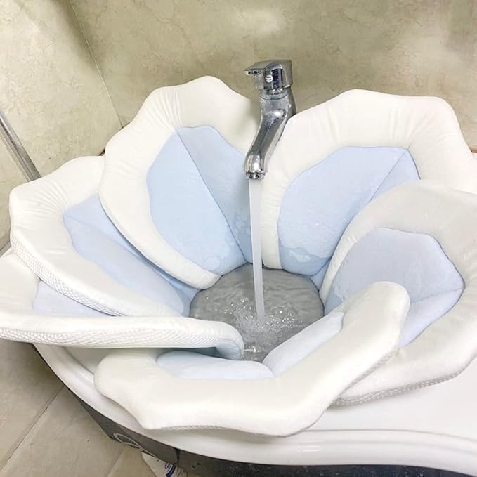 Baby Bath Pad for Infant Bathtub Sink Flower Mat Tub Little Lotus - Petal Soft Supports Lounger Newborn Bathing Insert Seat Baby Essentials - Baby Gifts - 31" (Blue)