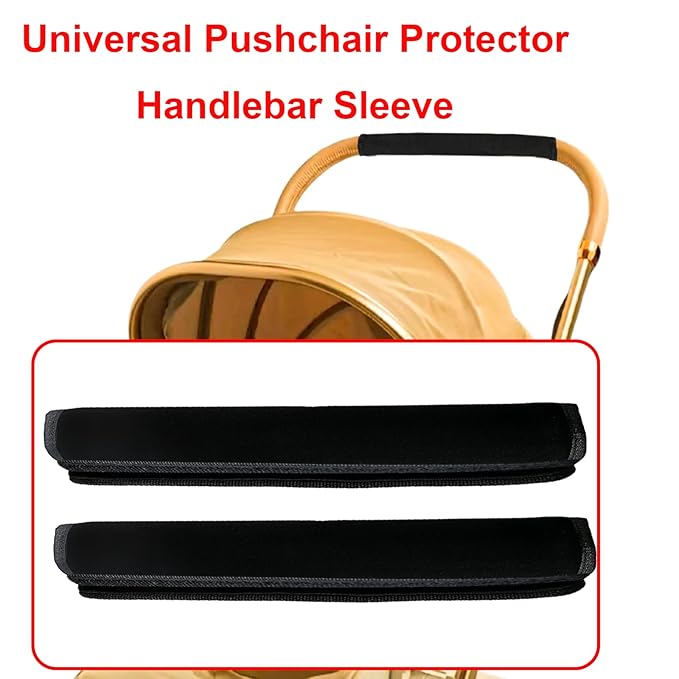 2 Pack 13.38 * 5.51in Armrest Handle Cover,Universal Pushchair Protector Handlebar Sleeve Bumper,Dust Proof Handle Accessories Removable Fabric Pushchair Case Grip Bar Replacement Covers(Black)