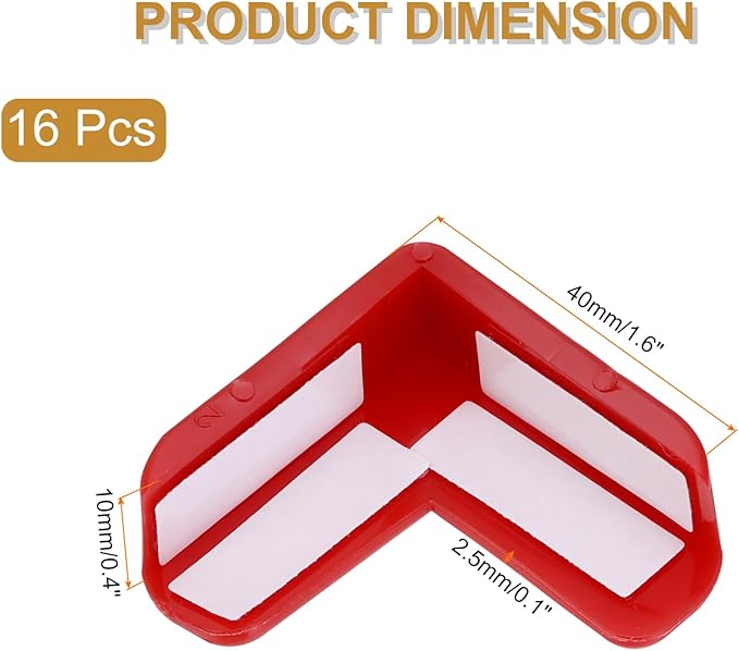 uxcell Corner Protectors, 16 Pcs Table Corner Protectors, Furniture Corner Guard and Edges Safety Bumpers for Table Edges and Sharp Corners (L-Shaped, Red)