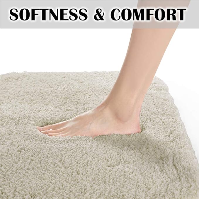 Suchtale Bath Rug for Non Slip Bath Mat (20 x 32, Light Tan) Water Absorbent Soft Microfiber Shaggy Thick Plush Shower Mat