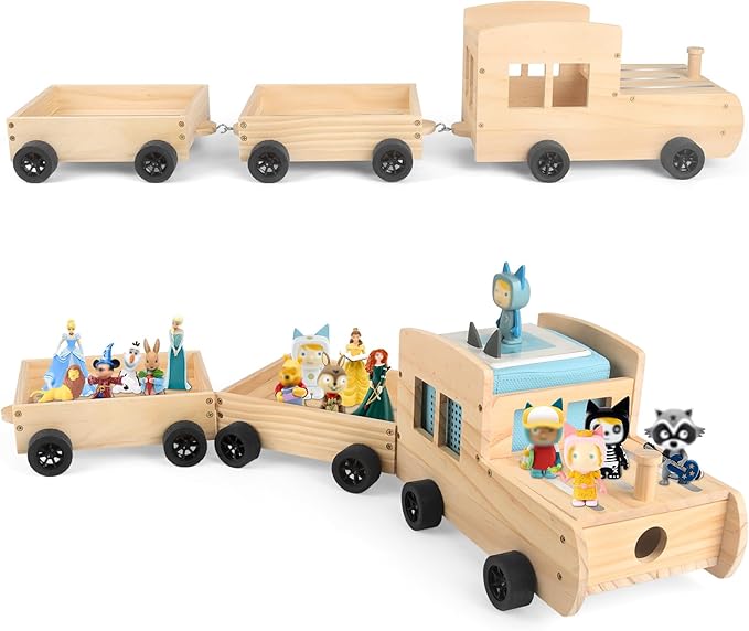 RZYLKA for Tonies Box Organizer Storage Shelf, Magnetic Floating Shelves for Toniebox 1/2 Player Tonies Figures Characters for Children, Display Collection 20~30 Characters - Train