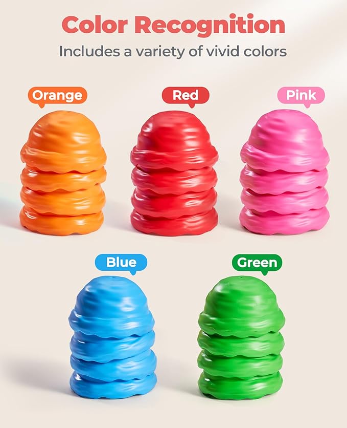 JoyCat Ice Cream Preschool Learning Activities Counting and Color Sorting Set Stacking Toy for Kids 1-5, Educational Fine Motor Skill Math Manipulative, 30PCS Play Food for Girl Toddler Valentine Gift