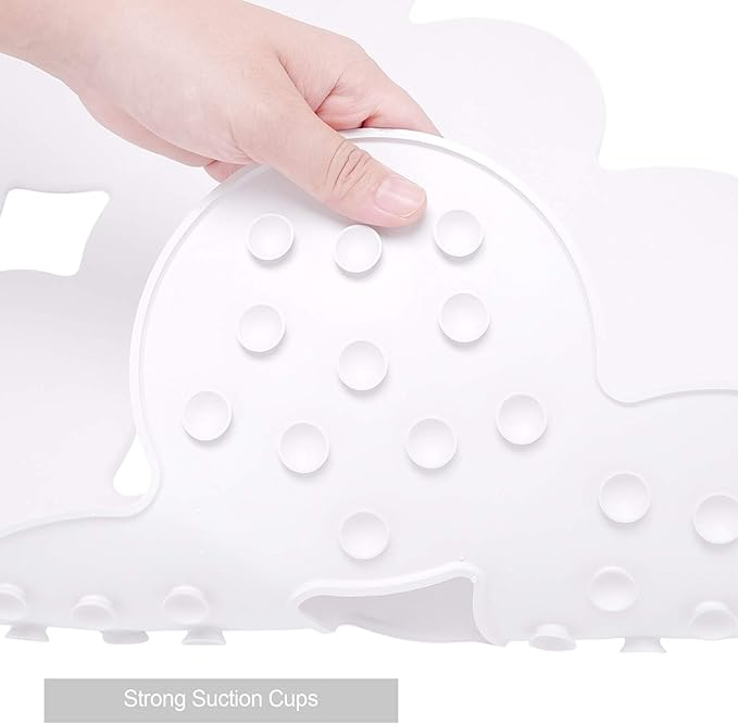 Webos Patented Non Slip Bathtub Mat Shower Bath Mats with Strong Suction Cups Superior Grip&Drainage Soft Heavy Duty Natural Rubber Bath Mat for Inside The tub (White, 28x16 inch)